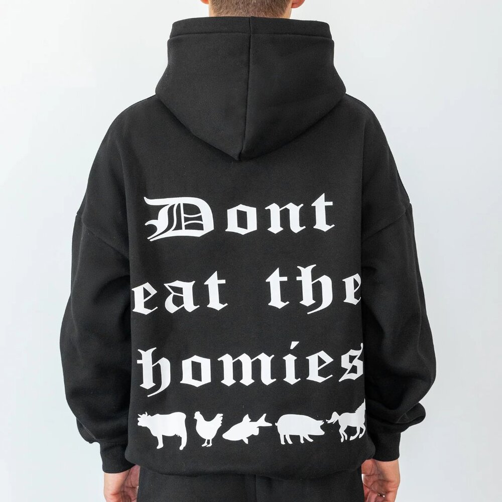 New Don't Eat The Homies DETH vegan streetwear relaxed cotton hoodie sweatshirt